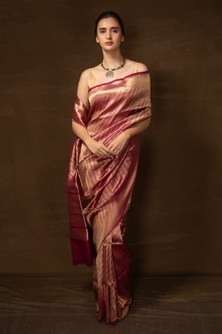 Pinki Sinha Banarasi Handwoven Saree With Running Blouse 