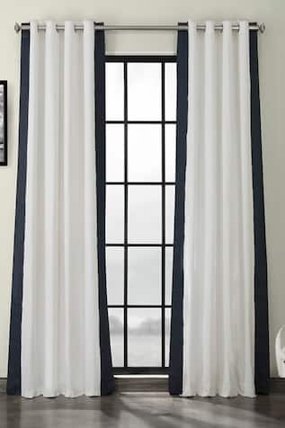 Contrast Border Curtains - Set of 2 