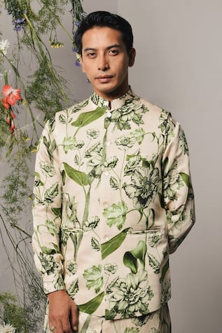 Bloom Print Olive Green Bundi 