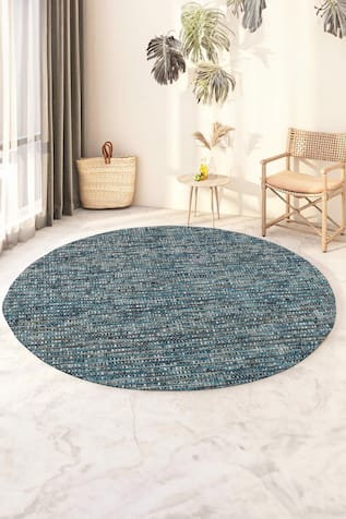 Torquoise Handwoven Round Rug 