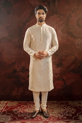 Darshika Menswear Abstract Embroidered Kurta With Churidar 