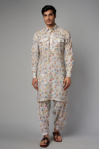 Rabani & Rakha Floral Sequin Embroidered Kurta & Salwar Set 