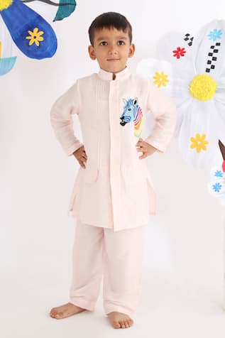 LA Dee DA Threadwork Embroidered Motif Achkan & Pyjama Set 