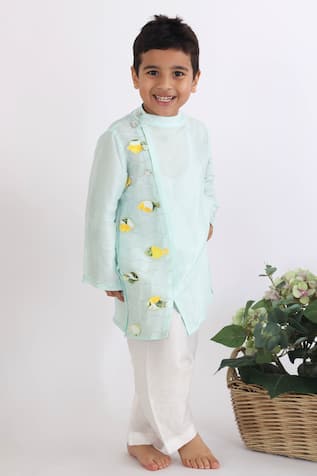 LA Dee DA Fish Motif Embroidered Kurta & Pyjama Set 