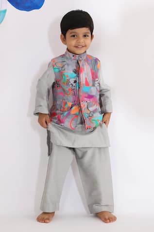 LA Dee DA Printed Jacket Kurta Set 