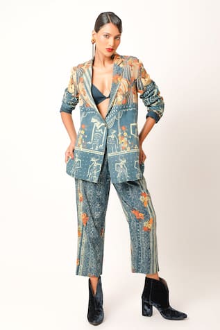 Jajaabor Ramayana Printed Jacket & Pant Set 