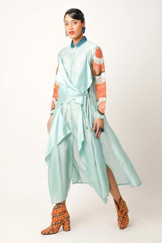 Jajaabor Draped Long Shirt Pant Set 