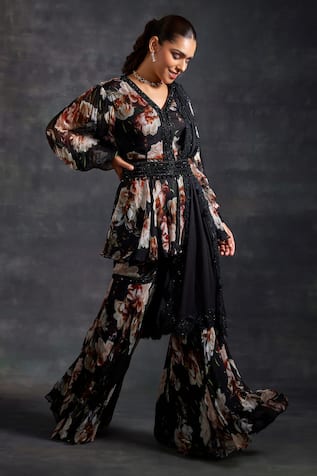 Floral Bloom Pattern Kurta Sharara Set 