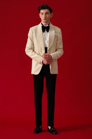 Beige Diamond Bloom Tuxedo Set 