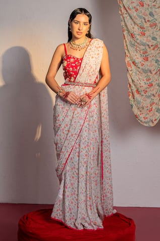 Redpine Designs Jaal Print Saree With Blouse 