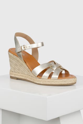 Gold Cutout Strap Wedges 
