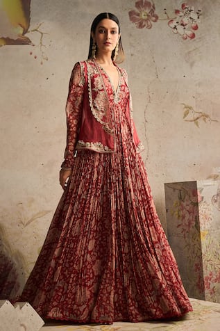 Ridhi Mehra Dazzle Floral Print Anarkali & Jacket Set 