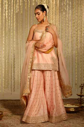 Sheetal Batra Aabroo Silk Chanderi Embroidered Kurta Sharara Set 