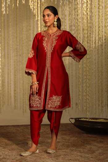 Sheetal Batra Gulbano Floral Embroidered Kurta & Dhoti Pant Set 