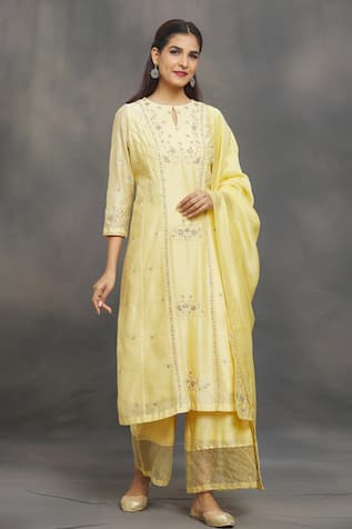 Samyukta Singhania Zardozi Embroidered Kurta Flared Pant Set 