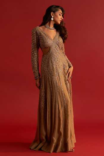 Reeti Arneja Auric Zari Embellished Saree Gown 