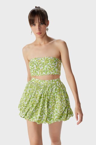 The Iaso Leaf Print Mini Skirt 