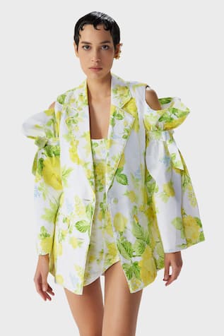 The Iaso Leaf Print Oversized Jacket 