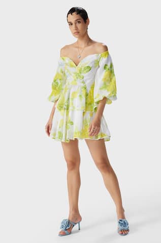 The Iaso Leaf Print Woven Short Dress 