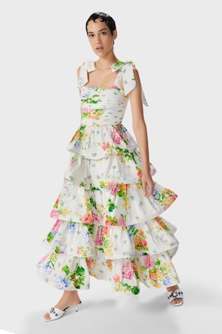 The Iaso Floral Print Strappy Maxi Dress 