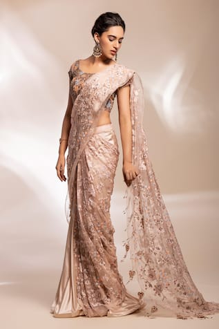 GEE SIN by Geetanjali Singh Pre-Stitched Saree With Embellished Blouse 