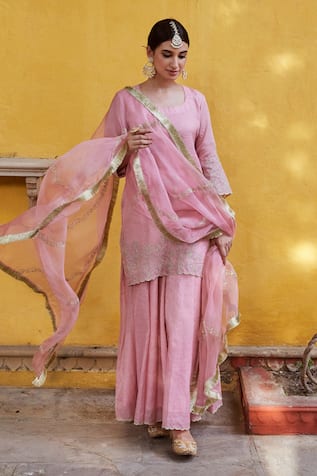 Charu Makkar Embroidered Kurta Sharara Set 