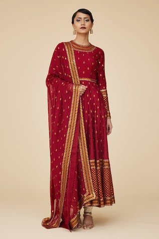 Priyal Prakash Sequin Bloom Jaal Embroidered Anarkali Set 