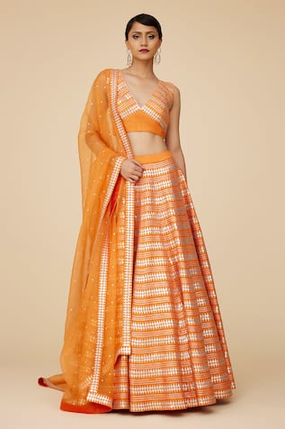 Priyal Prakash Chevron Sequin Embroidered Lehenga Set 