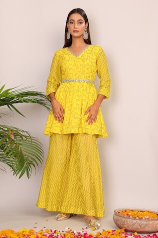 Nazar By Indu Floral Print Kurta & Palazzo Set 