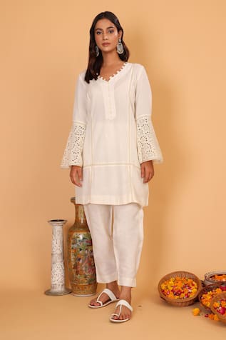Nazar By Indu Cutwork Sleeve Kurta With Pant 