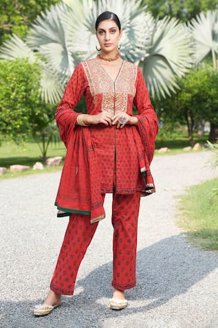 Nazar By Indu Hand Block Print Kurta Pant Set 