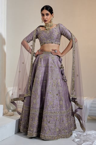 SWATI WADHWANI COUTURE Panelled Embroidered Bridal Lehenga Set 