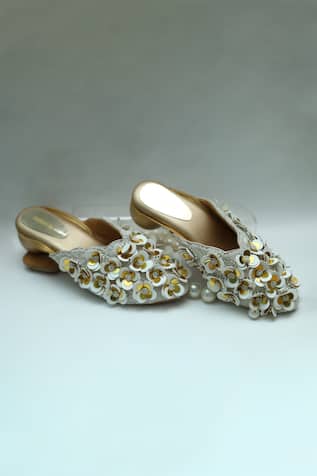 3D Love Floral Embroidered Mule Heels 