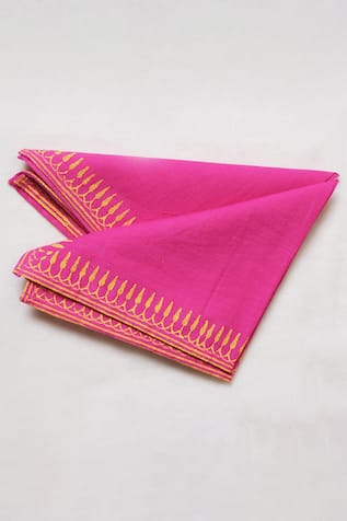 Cotton Hand Block Print Border Napkins - Set of 4 