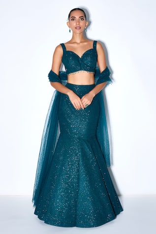 Niamh By Kriti Sequin Embellished Mermaid Lehenga Set 