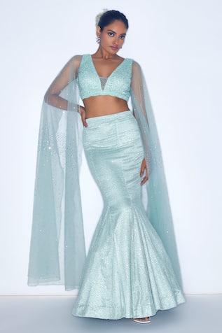 Niamh By Kriti Sequin Embellished Mermaid Lehenga With Blouse 