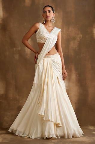 Niamh By Kriti Attached Draped Lehenga With Blouse