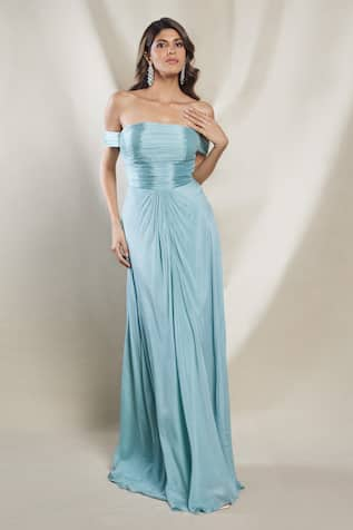 Brinda Sneha Viviana Ruched Off Shoulder Gown 