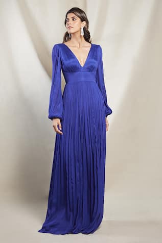 Brinda Sneha Chiara Bishop Sleeve Ruched Gown 