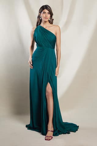 Brinda Sneha Luna One Shoulder Draped Gown 