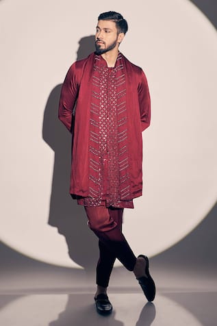 Kaaj Button x AZA Cutdana Embroidered Placement Kurta Pant Set 