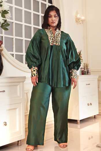 Chambray & Co. Alora Thread Placement Embroidered Top With Pant 