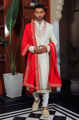 YAJY by Aditya Jain Paisley & Floral Embroidered Sherwani Set 