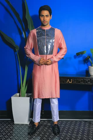Yajy By Aditya Jain Embroidered Kurta & Trouser Set 