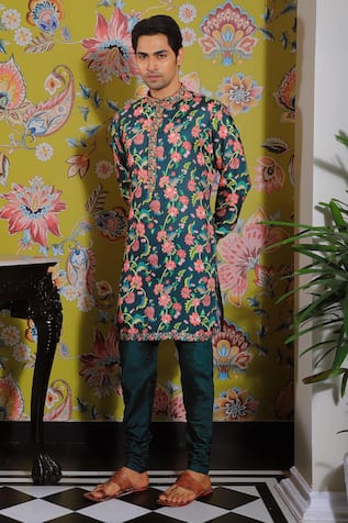 YAJY by Aditya Jain Blossom Print Kurta Set 