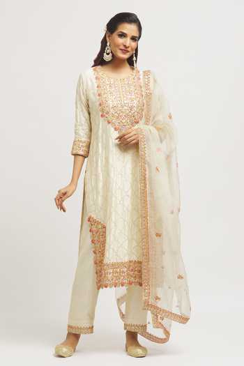 Surbhi Shah Sequins Hand Embroidered Kurta Pant Set 