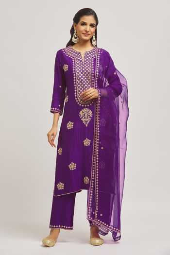 Surbhi Shah Danka Hand Embroidered Kurta Pant Set 
