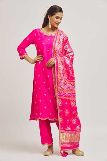 Surbhi Shah Mirror Hand Embroidered Kurta Pant Set 