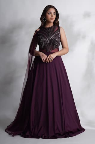Embellished Flared Gown 