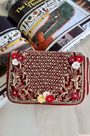 Craze Velvet Embroidered Clutch 